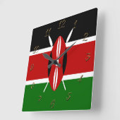 Kenia-Flagge   Quadratische Wanduhr (Winkel)