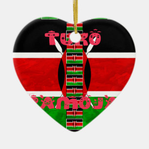 Kenia-Flagge: Tuko Pamoja - Unity Art Design Keramik Ornament