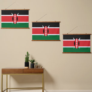 Kenia-Flagge Wandteppich Mit Holzrahmen