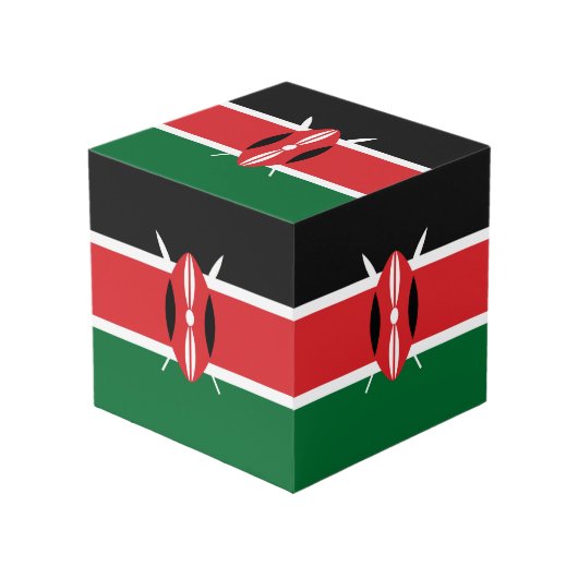 Kenia-Flagge Würfel (Vorderseite Schrägansicht)