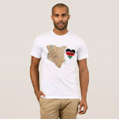 Kenia-Flaggen-Herz und Karten-T - Shirt (Vorne ganz)