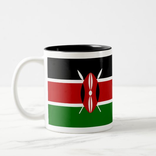 Kenia-Flaggen-Tasse Zweifarbige Tasse (Links)