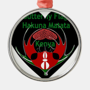 Kenia: Hakuna Matata Swahili Schmetterling Abstr Silbernes Ornament