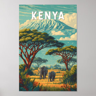 Kenia Illustration Reise Kunst Vintage Poster