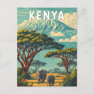 Kenia Illustration Reise Kunst Vintage Postkarte