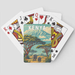 Kenia Illustration Reise Kunst Vintage Spielkarten