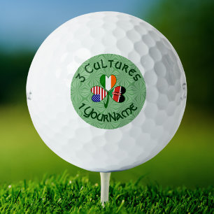 Kenia Irland USA Shamrock Flag Personalisiert  Golfball