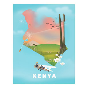 Kenia-Karte Illustration Reiseposter. Fotodruck