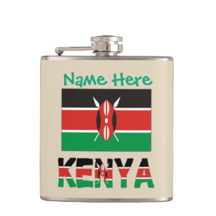 Kenia Kenianische Flagge Grün Personalisiert Flachmann