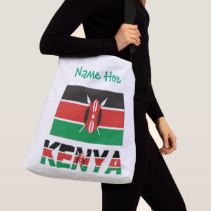 Kenia Kenianische Flagge Grüner personalisierter  Tragetaschen Mit Langen Trägern