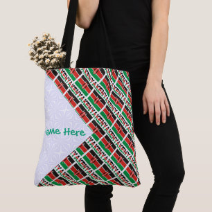 Kenia Kenianische Flagge Kacheln Grün Personalisie Tasche