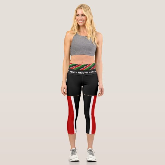 Kenia & Kenyan Flag Mode, Sport /Fitness Capri Leggings (Vorderseite)