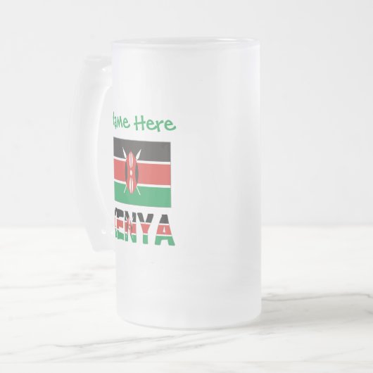 Kenia Kenyan Flag Tiled Green Personalisiert Mattglas Bierglas (Vorderseite Links)
