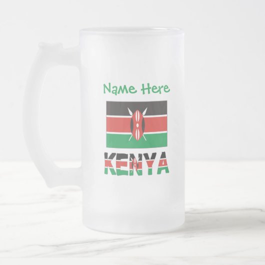 Kenia Kenyan Flag Tiled Green Personalisiert Mattglas Bierglas (Links)