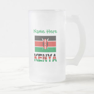 Kenia Kenyan Flag Tiled Green Personalisiert Mattglas Bierglas