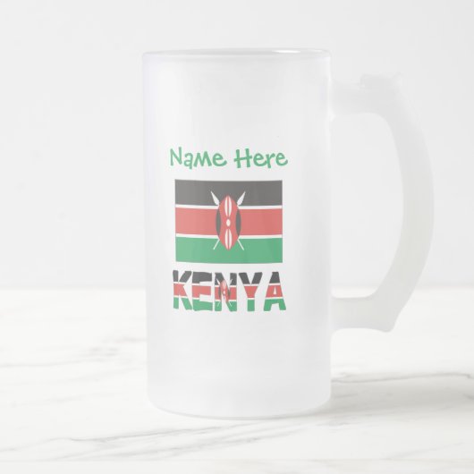 Kenia Kenyan Flag Tiled Green Personalisiert Mattglas Bierglas (Rechts)
