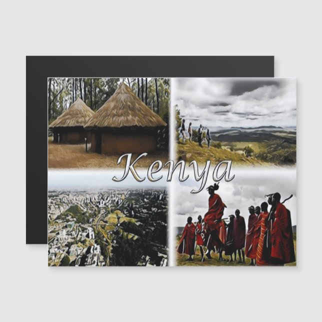 Kenia - Mosaik - Magnetkarte (Vorne/Hinten)