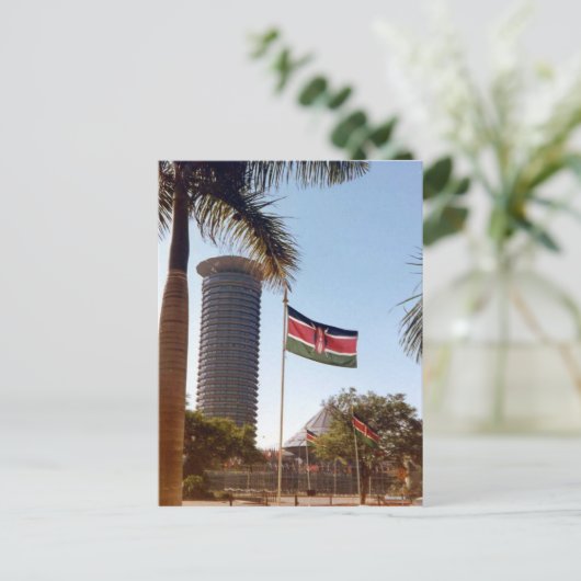 Kenia - Nairobi - Die Flaggen und Palmen Postkarte (Stehend Vorderseite)