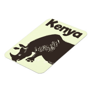 Kenia-Nashorn-afrikanisches Vintage-Plakat Magnet