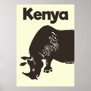 Kenia-Nashorn-afrikanisches Vintage-Plakat Poster