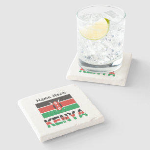Kenia Personalisierte kenianische Flagge Name Steinuntersetzer