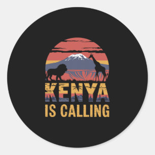 Kenia ruft Safari-Liebhaber afrikanische Tierwelt- Runder Aufkleber