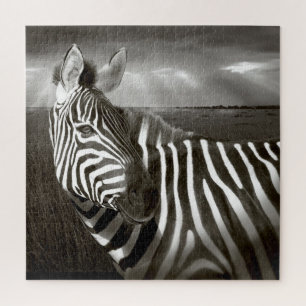 Kenia. Schwarz-Weiß von Zebra und Ebene. Puzzle