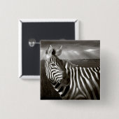 Kenia. Schwarz & Weiß von Zebra und schlicht. Button (Vorne & Hinten)