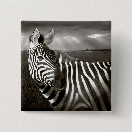 Kenia. Schwarz & Weiß von Zebra und schlicht. Button (Vorderseite)
