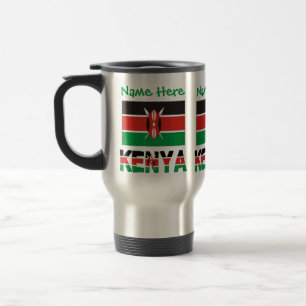 Kenia und Kenia-Flagge Grün Personalisierung  Reisebecher