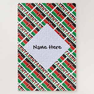 Kenia und Kenia - Personalisiert geteerte Flagge Puzzle