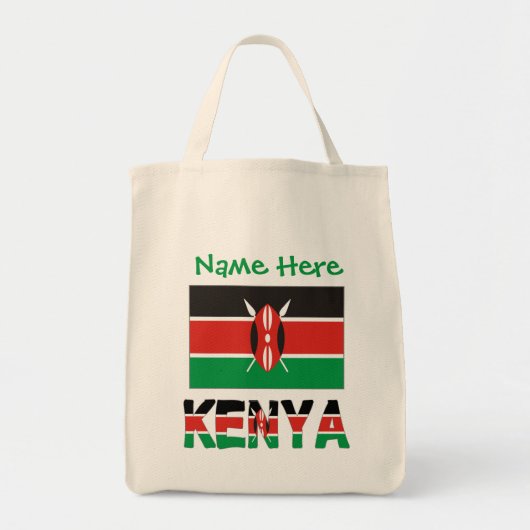 Kenia und Kenyan-Flagge mit Ihrem Namen Tragetasche (Vorne)