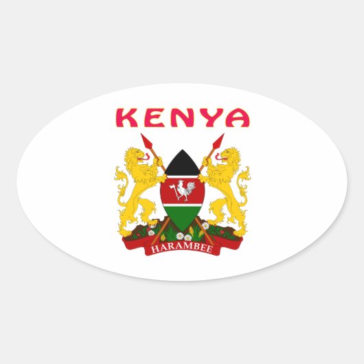 Kenia-Wappen Ovaler Aufkleber (Vorderseite)