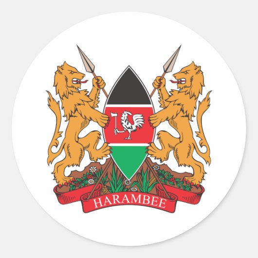 Kenia-Wappen Runder Aufkleber (Vorderseite)