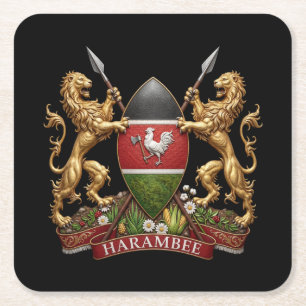 Kenia Wappen Symbol Emblem Landesflagge Löwe Rechteckiger Pappuntersetzer