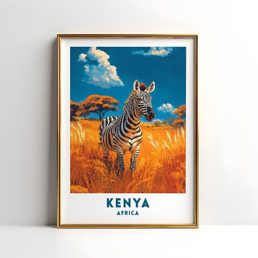 Kenia-Zebra-Safari-Reiseposter-Kunst Poster