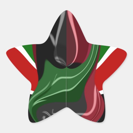 Kenianische Flagge wirbeln: Eine moderne Kunst Stern-Aufkleber (Vorderseite)