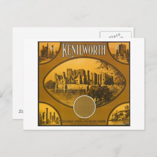 Kenilworth Orange LabelRiverside, CA Postkarte (Vorne/Hinten)