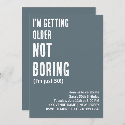 KENNE, DASS ICH ALTER WERDE UND KEINEN GUTEN GEBUR EINLADUNG (Vorne/Hinten)