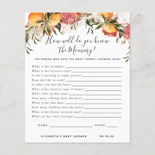 Kenne die Mami | Baby Showspiel (Vorderseite)