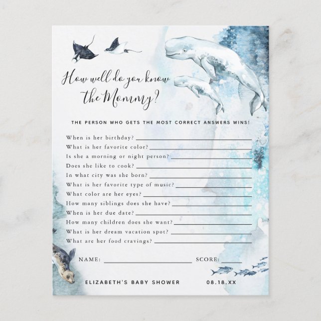 Kenne die Mami | Baby Showspiel (Vorderseite)