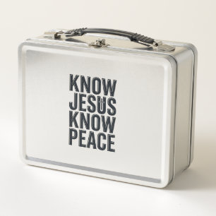Kenne Jesus Kenne Frieden Vintage Christliche Typo Metall Brotdose