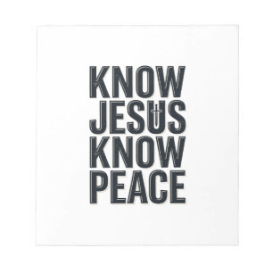 Kenne Jesus Kenne Frieden Vintage Christliche Typo Notizblock