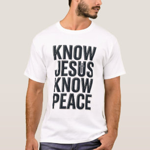 Kenne Jesus Kenne Frieden Vintage Christliche Typo T-Shirt