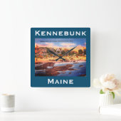 Kennebunk Beach, Maine Vintage Hütten Foto Quadratische Wanduhr (Zuhause)