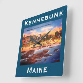 Kennebunk Beach, Maine Vintage Hütten Foto Quadratische Wanduhr (Winkel)