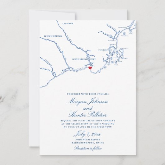 Kennebunkport All-in-One QR Code UAWG Wedding Einladung (Vorderseite)