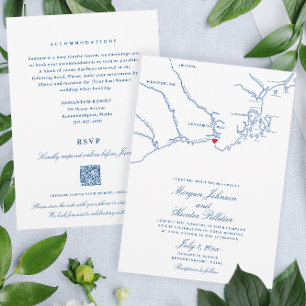 Kennebunkport Alles-in-Einem QR-Code RSVP Hochzeit Einladung
