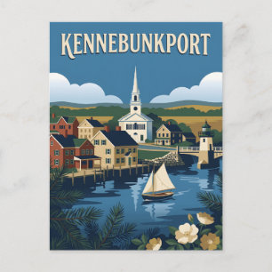 Kennebunkport Maine Hafen Vintage-Reiseposter Postkarte