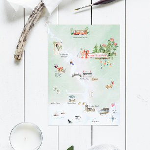 Kennebunkport Maine   Illustrierte Hochzeitskarte Einladung